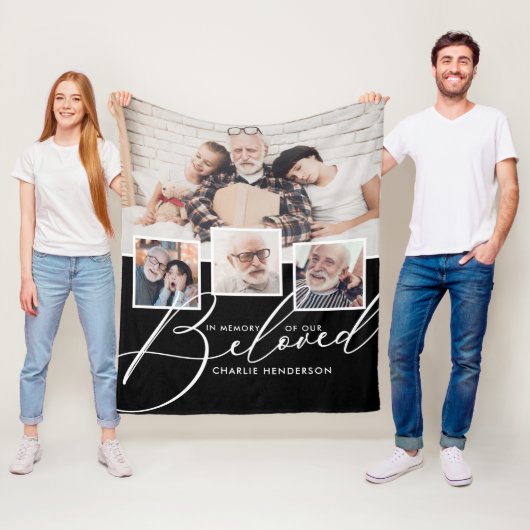 4-foto collage ter nagedachtenis van onze geliefde fleece deken (In situ)