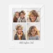4 foto collage trendy script tekst - Witgrijs Fleece Deken (Voorkant)