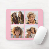 4 Foto collage - u kunt achtergrondroze wijzigen Muismat (Met muis)