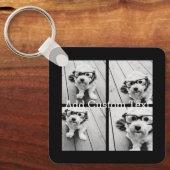 4 foto collage - u kunt de achtergrondkleur wijzig sleutelhanger (Voorkant)