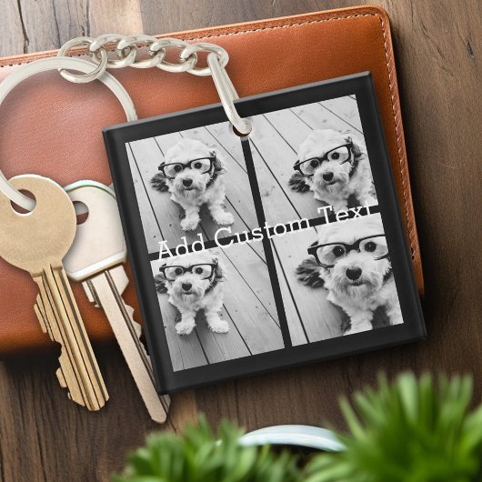 4 foto collage - u kunt de achtergrondkleur wijzig sleutelhanger