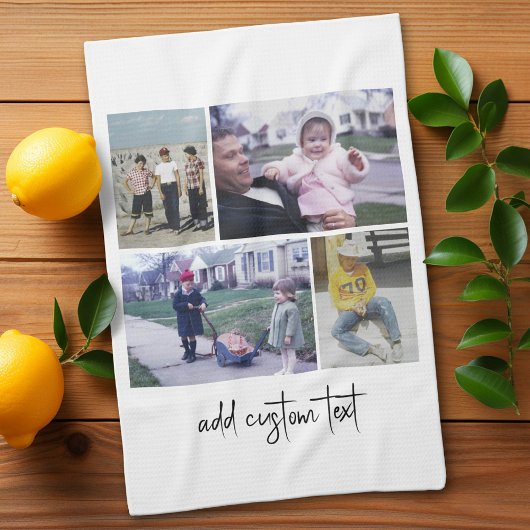 4 foto collage - u kunt de achtergrondkleur wijzig theedoek