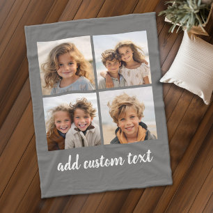 4 Foto Collage - u kunt grijze kleur wijzigen Fleece Deken