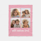 4 Foto Collage - u kunt roze kleur wijzigen Fleece Deken (Voorkant)