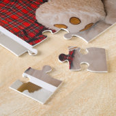 4 foto collage vrolijk kerstcadeau aangepaste naam legpuzzel (Zijkant)