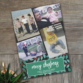 4 Foto-collage - Vrolijk kerstgeblindeerd Feestdagenkaart