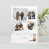 4 foto collage vrolijke feestdagen winter bos vos feestdagenkaart (Staand voorkant)