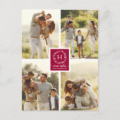 4 foto collage warme wensen kerst monogram briefkaart (Voorkant)
