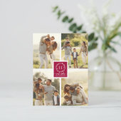 4 foto collage warme wensen kerst monogram briefkaart (Staand voorkant)