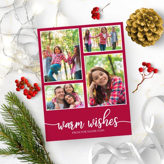 4 foto collage warme wensen modern kerstfeest briefkaart