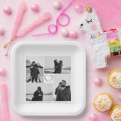 4 Foto Collage Wedding Bridal Party Papieren Bordje (Feest)