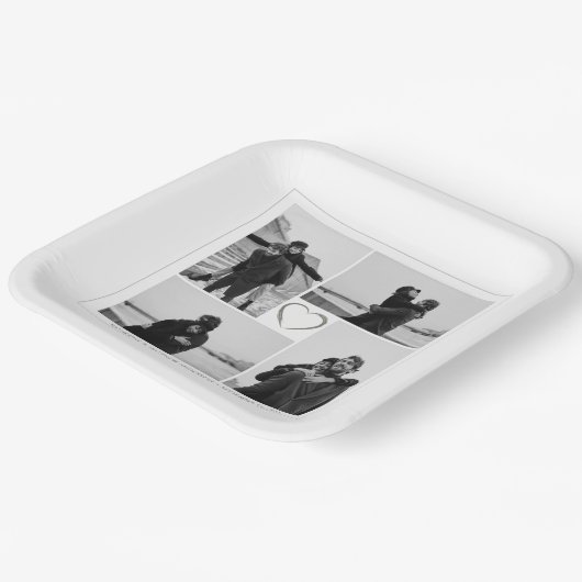 4 Foto Collage Wedding Bridal Party Papieren Bordje (Gebogen)