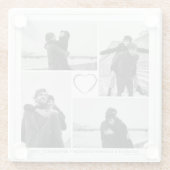 4 Foto Collage Wedding Jubileum  Glazen Onderzetter (Achterkant)