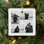 4 Foto Collage Wedding Jubileum Keramisch Ornament<br><div class="desc">Creëer Uw eigen eenvoudige,  bruiloft fotocollage. Voeg uw eigen foto's toe,  voeg de namen van de Bride en van de Groom toe,  voeg een Datum van de Weddenschap toe,  voeg uw eigen groet toe en maak het Uw Eigen.</div>