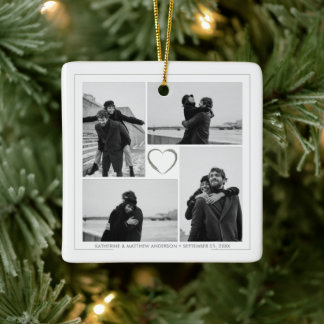 4 Foto Collage Wedding Jubileum Keramisch Ornament