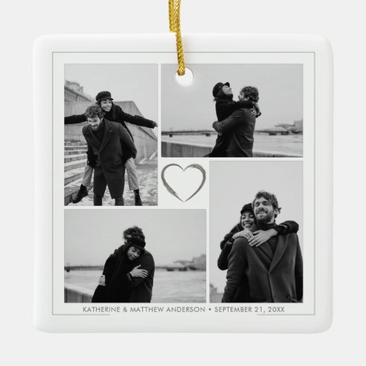 4 Foto Collage Wedding Jubileum Keramisch Ornament (Voorkant)