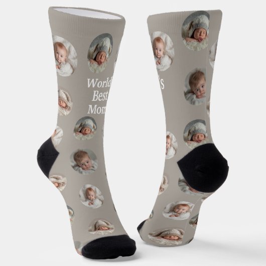 4 Foto Collage Werelds Beste Moeder Sokken (Gebogen)