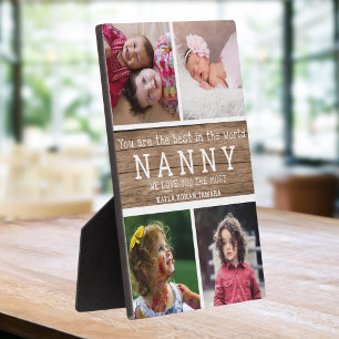 4 Foto Collage Werelds Beste Nanny Rustieke Hout Fotoplaat