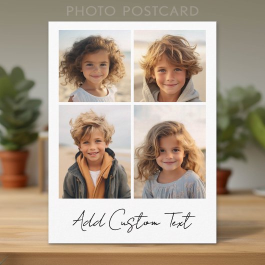 4 Foto Collage - Wit met Script Type Briefkaart