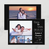 4 foto collage Zwart - 3x5 Save the Date (Voorkant / Achterkant)
