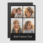 4 foto collage - Zwart met witte tekst magneet (Voorkant / Achterkant)