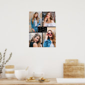 4 Foto Collage Zwarte Afstudeerfeest Poster (Keuken)