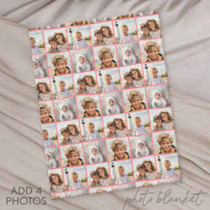 4 foto collagepatroon met koraal fleece deken