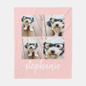 4 foto-collagescriptnaam - kan roze blos bewerken fleece deken (Voorkant)