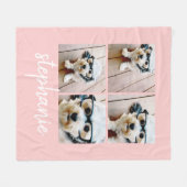 4 foto-collagescriptnaam - kan roze blos bewerken fleece deken (Voorkant (Horizontaal))