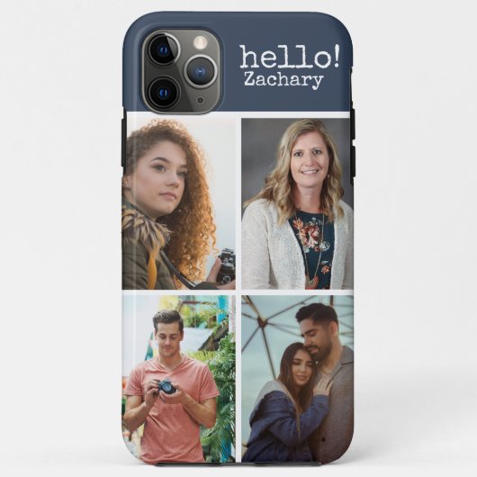 4 Foto Donkerblauw Gepersonaliseerde I Phone case (Achterkant)