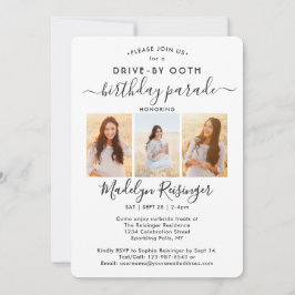 4 Foto drive-by Social Distancing Birthday Party Kaart