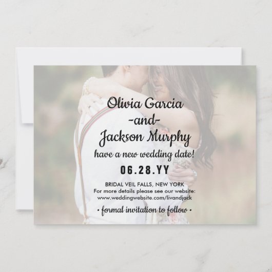 4 Foto Eenvoudige Moderne Uitstel Wissel Trouwdatu Save The Date (Achterkant)