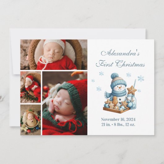 4 Foto Eerste Kerstaankondiging Feestdagenkaart (Voorkant)