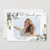 4 FOTO Elegant Eucalyptus Greenery Afstuderen Bedankkaart (Voorkant)