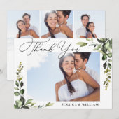 4 FOTO Elegant Eucalyptus Waterverf Floral Bedankkaart (Voorkant / Achterkant)