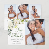 4 FOTO Elegant Eucalyptus White Roses Floral Bedankkaart (Voorkant / Achterkant)