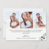 4 FOTO Elegant Eucalyptus White Roses Floral Bedankkaart (Achterkant)