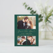 4-Foto Emerald Green Gold Save the Date Briefkaart (Staand voorkant)
