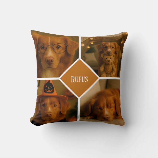 4 Foto en tekst gepersonaliseerd cadeau idee Kussen (Voorkant)