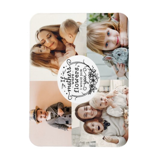 4 foto familie collage mam keepomwille moederdag magneet (Verticaal)