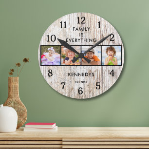 4 Foto Familie Is Alles Citaat Licht Hout Ronde Klok