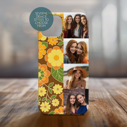 4 Foto Filmstrook Scriptnaam Funky Bloemen Case-Mate iPhone Case