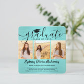 4 Foto geborsteld Blauwgroen blauw zwart modern Af Aankondiging (Staand voorkant)