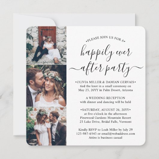 4 Foto gelukkig altijd na feestelijke bruiloft Kaart (Voorkant)