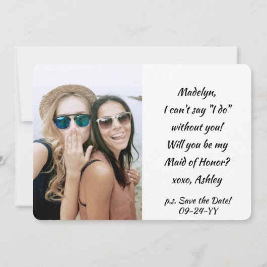 4 Foto gemaakt door Honor of Bridesmaid proposal F Kaart (Achterkant)