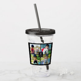 4 Foto Gepersonaliseerd collage met monogram Acryl Drinkbeker