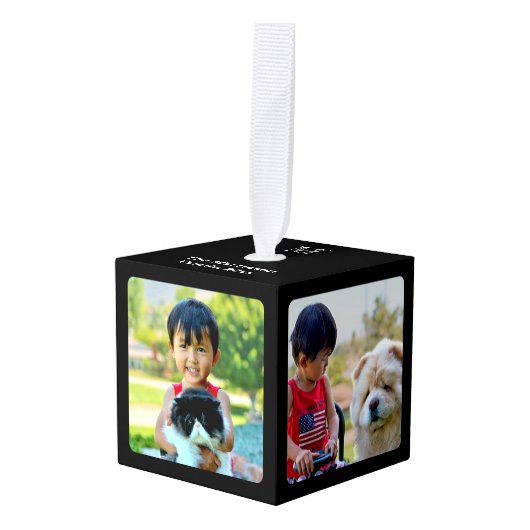 4 Foto Gepersonaliseerd collage met monogram Decoratie (Voorkant hoekig)