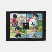 4 Foto Gepersonaliseerd collage met monogram Fleece Deken