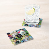 4 Foto Gepersonaliseerd collage met monogram Kartonnen Onderzetters (Insitu)