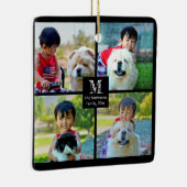 4 Foto Gepersonaliseerd collage met monogram Keramisch Ornament (Rechts)